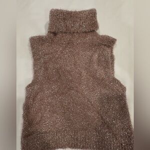 Zara Beige Fuzzy Knit Top